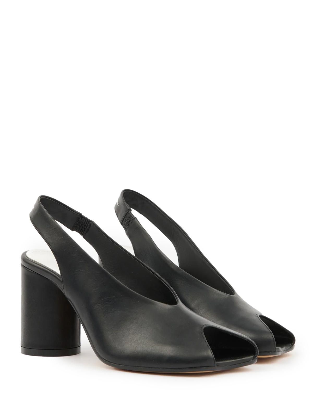 パンプス Mm6 Maison Margiela Nero Tacco Largo Alto Punta Asimmetrica Mm6 Maison Margiela Nero Tacco Largo Alto Punta Asimmetrica